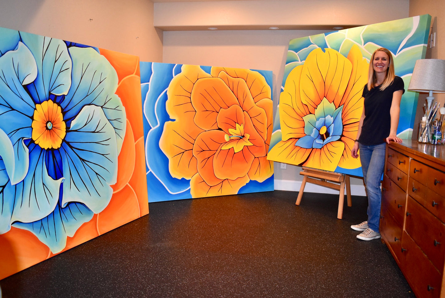 "REBIRTH" (Orange Primrose) Acrylic Painting 72x60