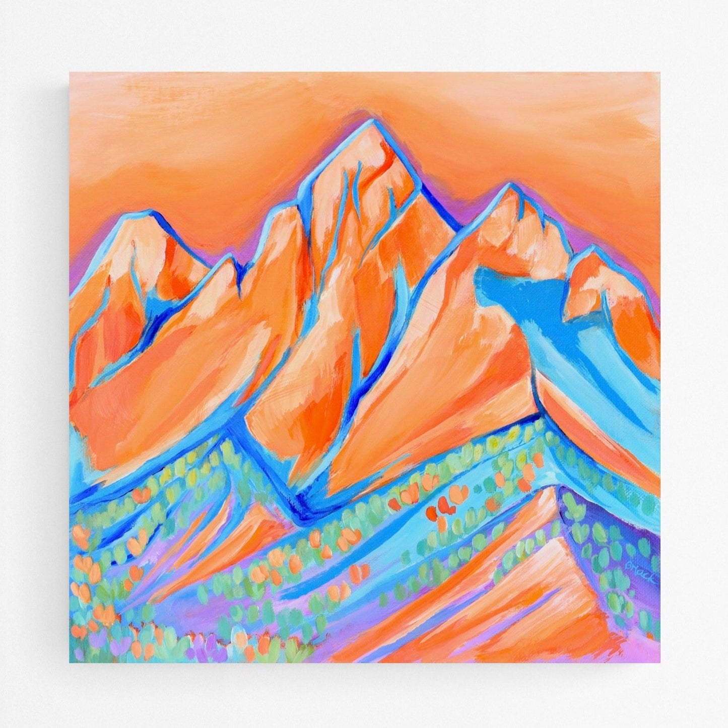 "GRAND TETONS" Framed Acrylic Painting 12x12