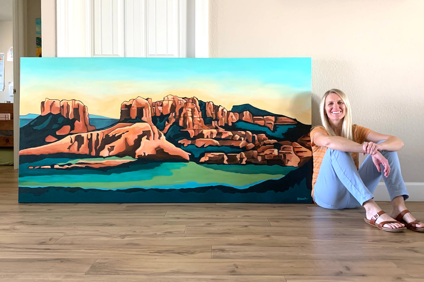 "SUNRISE IN SEDONA" Acrylic Painting 80x40