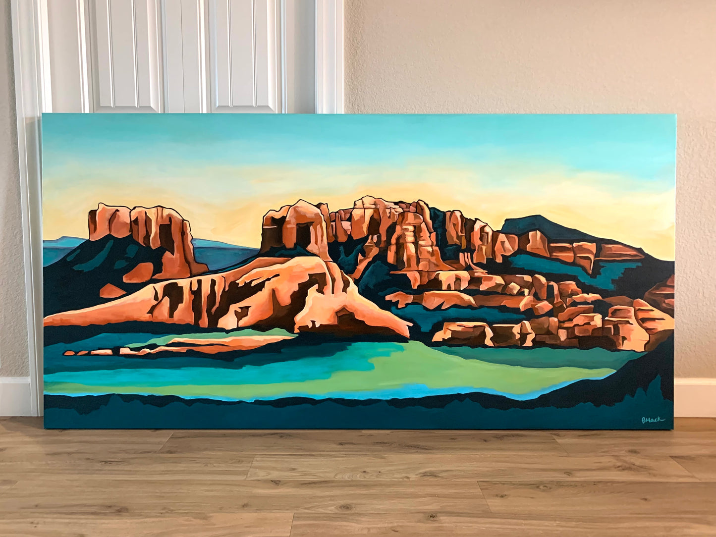 "SUNRISE IN SEDONA" Acrylic Painting 80x40