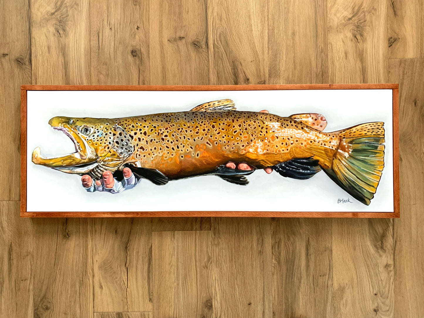 "KINGFIN" Framed Acrylic Painting 12x36