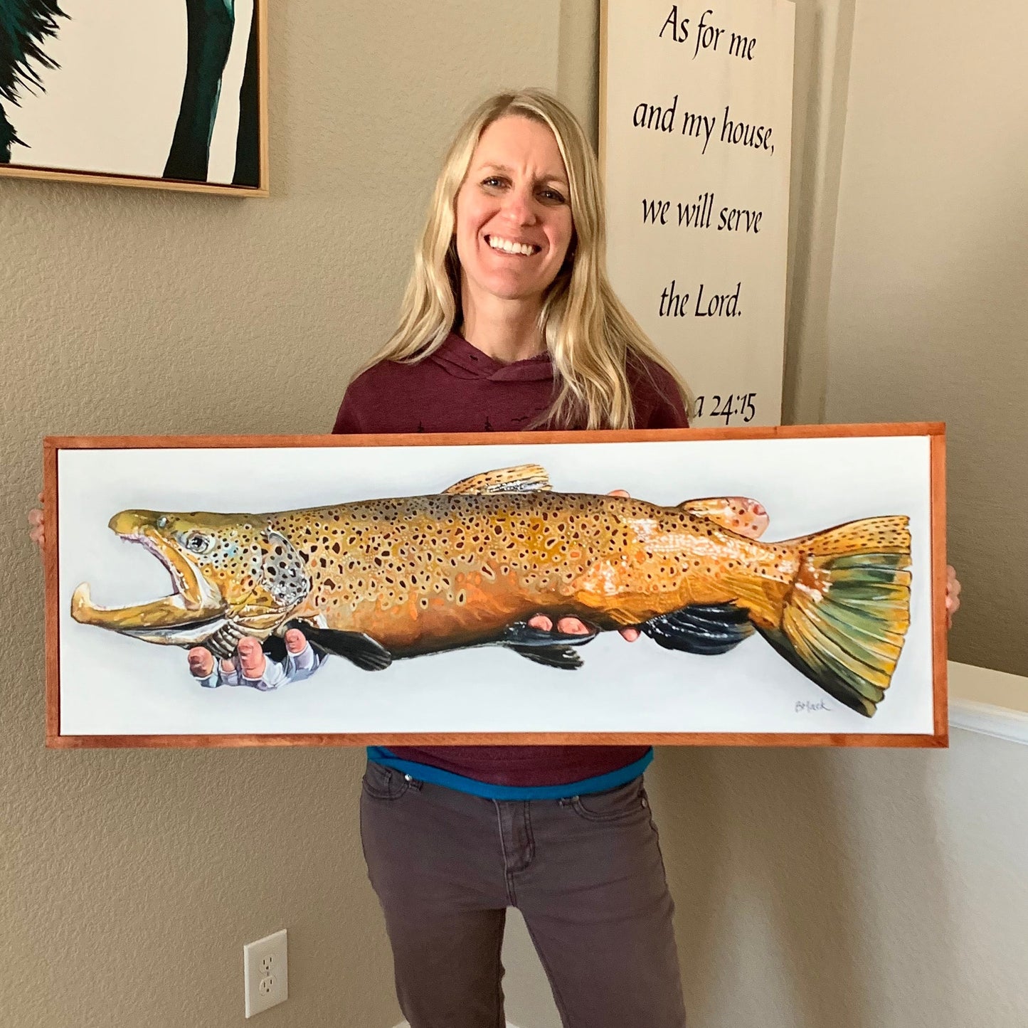 "KINGFIN" Framed Acrylic Painting 12x36