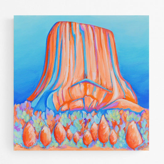 "DEVIL'S TOWER" Framed Acrylic Painting 12x12
