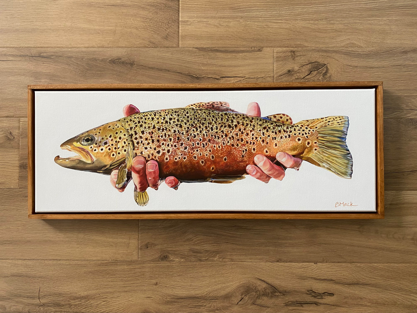 "ANGLER WRANGLER" Framed Acrylic Painting 10x28